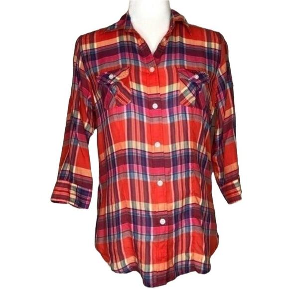 American Eagle Outfitters Plaid Button Down Shirt | Women's Size Small Petite - Picture 1 of 4